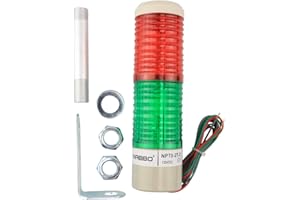 Nxtop Industrial Signal Light Column LED Alarm Round Tower Light Indicator Warning Light Red Green Steady On DC 12V
