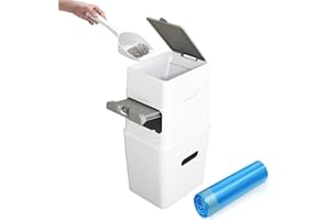 Neakasa PooGuard Litter Disposal Bin, 9.2L Trash Can for Cat Litter, Dog Waste & Diapers, with Viewing Window, Wider Opening, and 4-Month Refill Bag (White)
