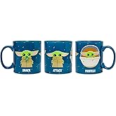 Silver Buffalo Star Wars The Mandalorian The Child Baby Yoda Grogu Protect Attack Snack Ceramic Coffee Mug, 20-Ounces