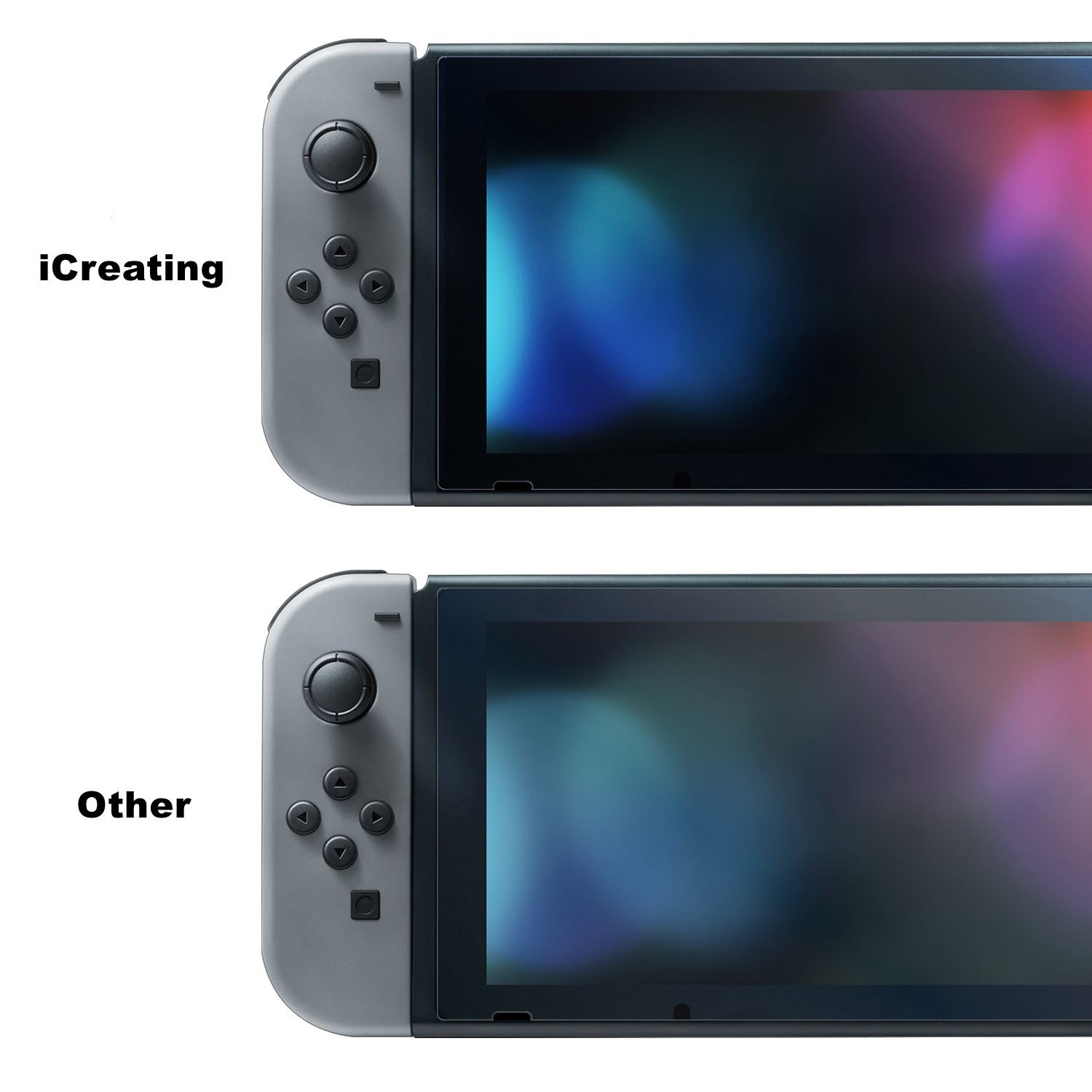 iCreating Switch Screen Protector [4-Pack] for Nintendo Switch, NEW 2017 HD Screen Protective Filter anti-Bubble Anti-Fingerprint PET Film