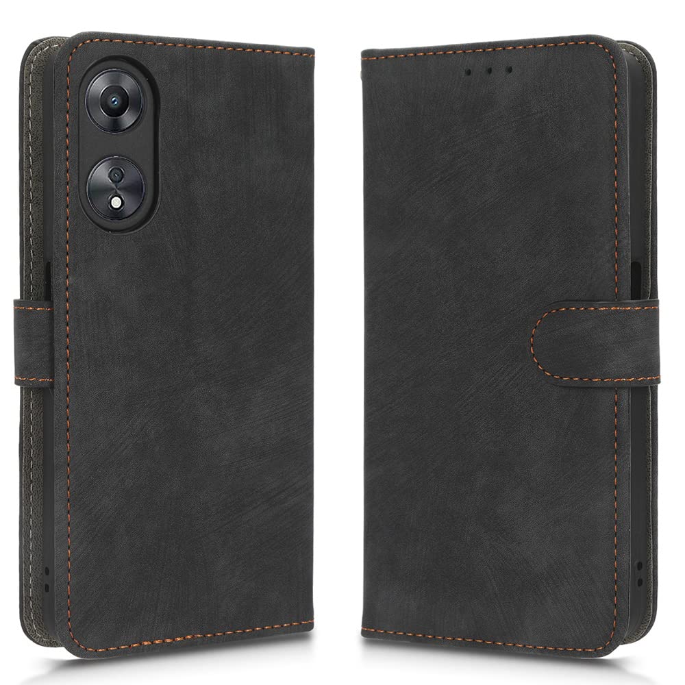 XINNI RFID Protective Phone Case for Oppo A78 5G, PU/TPU Flip Leather Shockproof Cover, Black — image 1