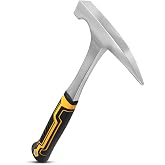 Small Rock Hammer 20 oz (1.25 lb) Heavy Balanced One-Piece Forged Steel | Rock Pick Hammer for Rockhounding, Fossil Hunting, Prospecting and Light Masonry with Pointed Tip &amp; Shock-Dampening TPR Grip