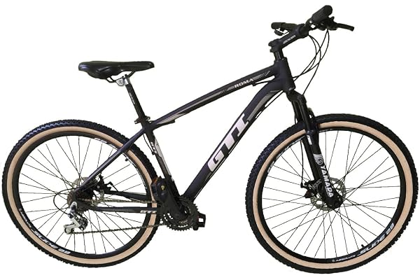 Bicicleta Aro 29 Gti Roma Alumínio 21v Freio a Disco Garfo Suspensão Pneus Faixa Bege