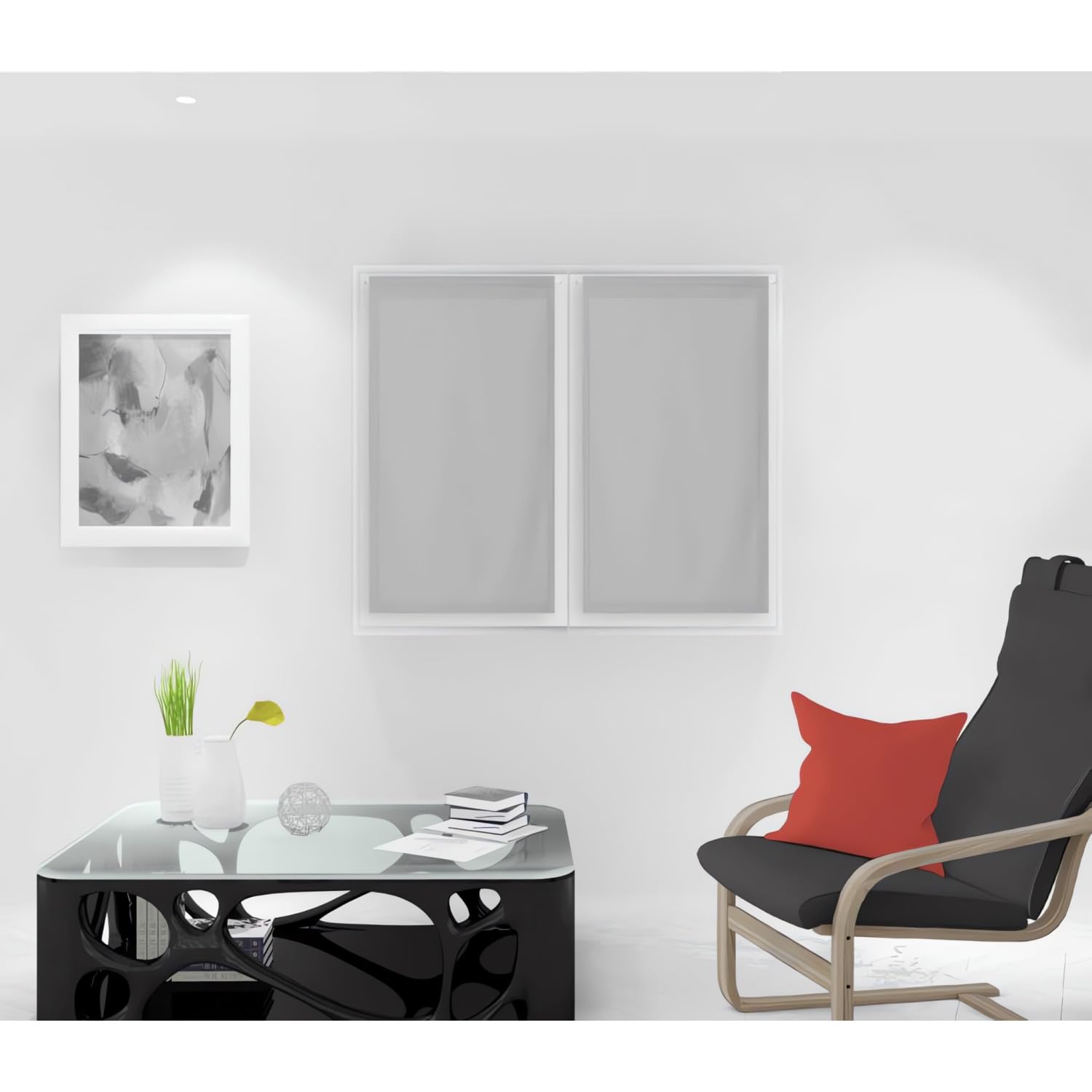 Soleil d'ocre Panama Net Curtain Pair 042541 Polyester 45 x 90 cm, grey, 45 x 90 cm