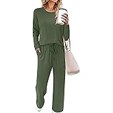 Magritta Lounge Sets for Womens 2 Piece Outfits Crewneck Long Sleeve Tops Wide Leg Pants Casual Travel Sweatsuit