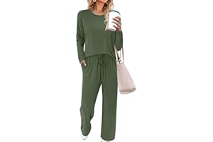 onlypuff Womens Two Piece Sets Casual Travel Vacation Outfits Sweatsuits Wide Leg Pants Lounge Sets