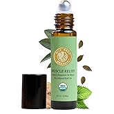 Silk Road Organic Muscle Relief Essential Oil Blend Roll On for Muscle Aches & Stiff Joints | USDA Certified Aromatherapy with Peppermint & Ginger - 10 ml Roller