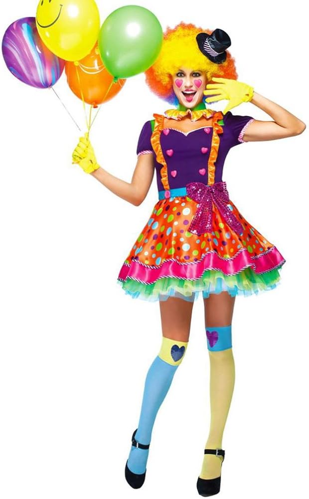 Goddessey Party Clown Adult Costume PurpleOrange Clothing