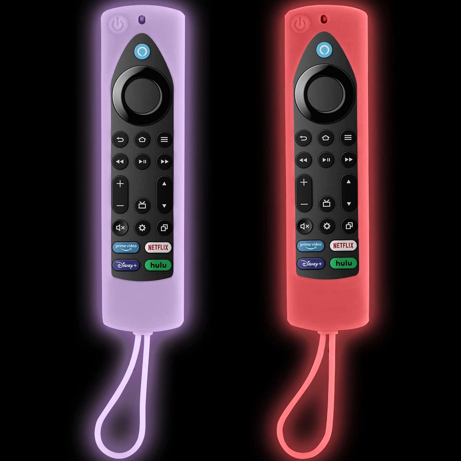 Photo 1 of [2-Pack] Climberer Glow in The Dark Covers for Fire 4K Max (2nd Ed.) | FireStick TV | FireCube | Compatible with(Insignia, Toshiba, Pioneer, Omni) Remote - with Lanyard?Luminous red + Purple?
