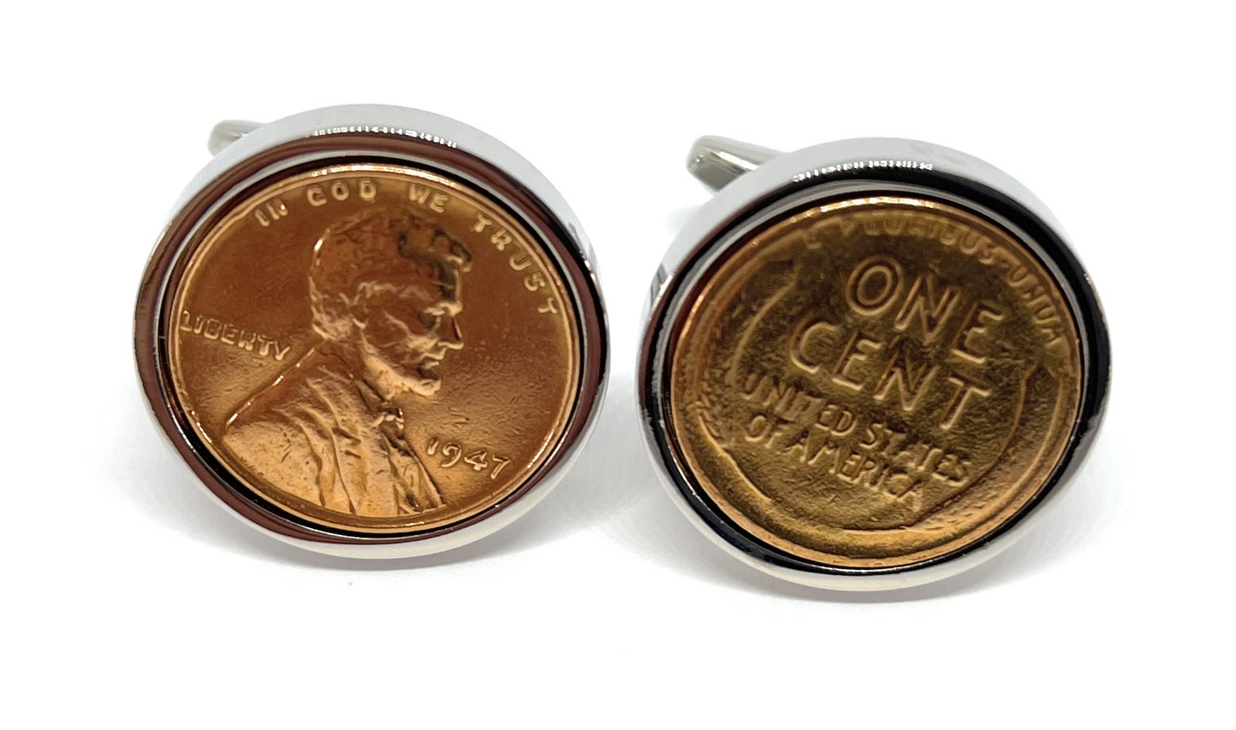 Luxury 1947 Original American Lincoln Cent birthday/Anniversary Cufflinks ideal for a 79th birthday HT RoseG