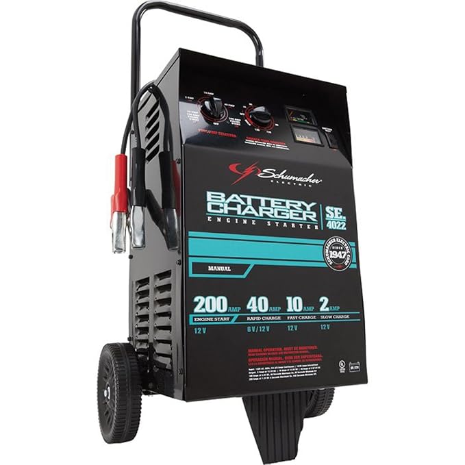 Schumacher 200/100/40/10/2 Amp Wheeled Battery Charger Automotive