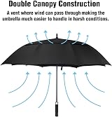 ACEIken 62-Inch Golf Umbrella Windproof Automatic Open Double Canopy Black view 4