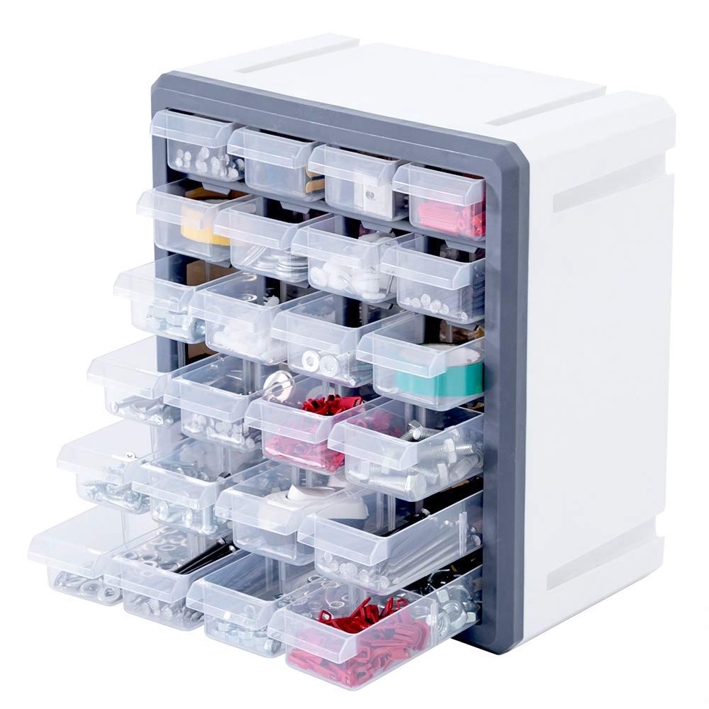 White Large Capacity Combinable And Waterproof Sewing Thread Container Transparent Tool Cabinet Baina Craft Storage Box Kids Scrapbooking Tape Building Blocks Fuse Beads Organiser With 24 Drawers Storage