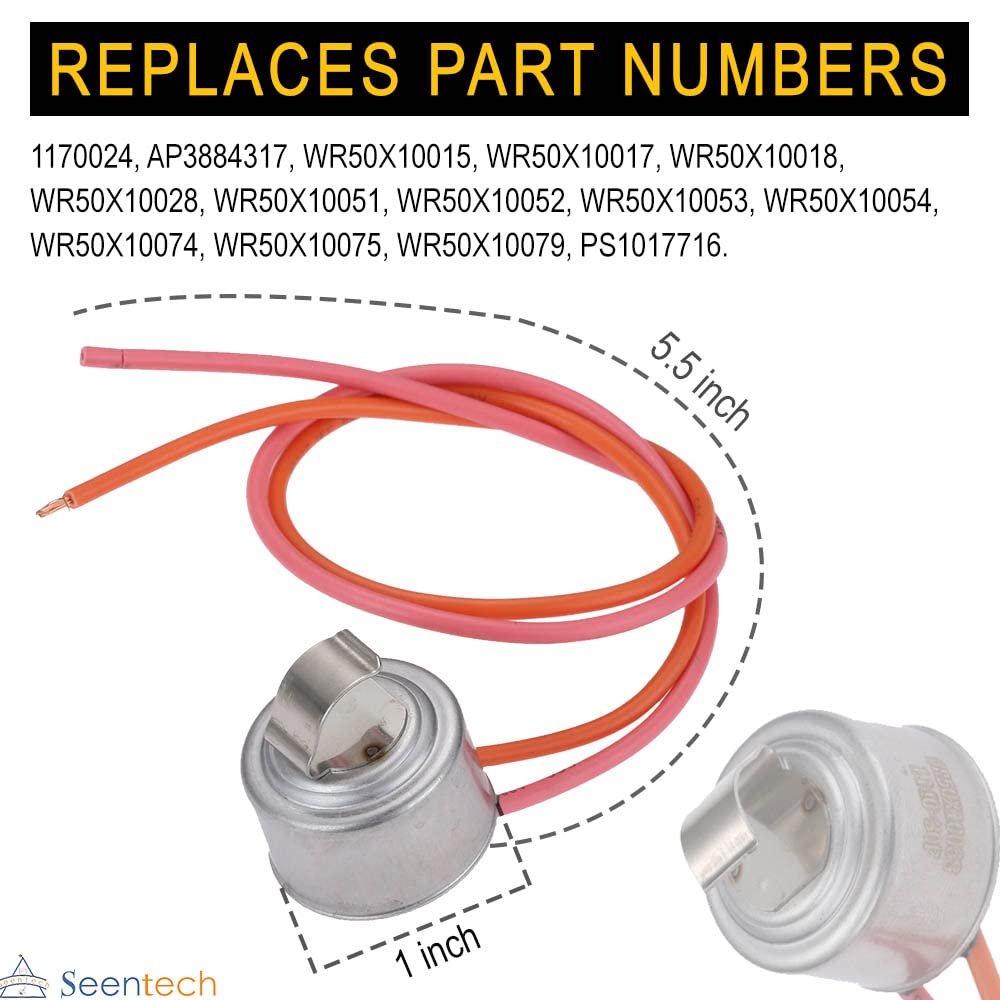 WR50X10068 Refrigerator Defrost Thermostat by Seentech - Compatible with Hotpoint Refrigerators: Replaces 1170024 AP3884317 WR50X10015 AH1017716, EA1017716, WR50X10017, WR50X10018, WR50X10028