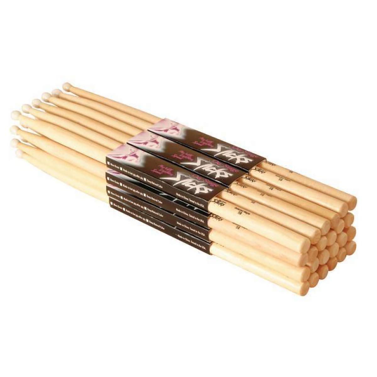 On Stage Hickory 2B Nylon Tip Drumsticks 12 Pairs