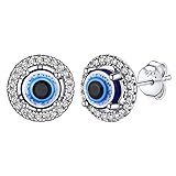 Bestyle Cute Silver Evil Eye Stud Earring for Women