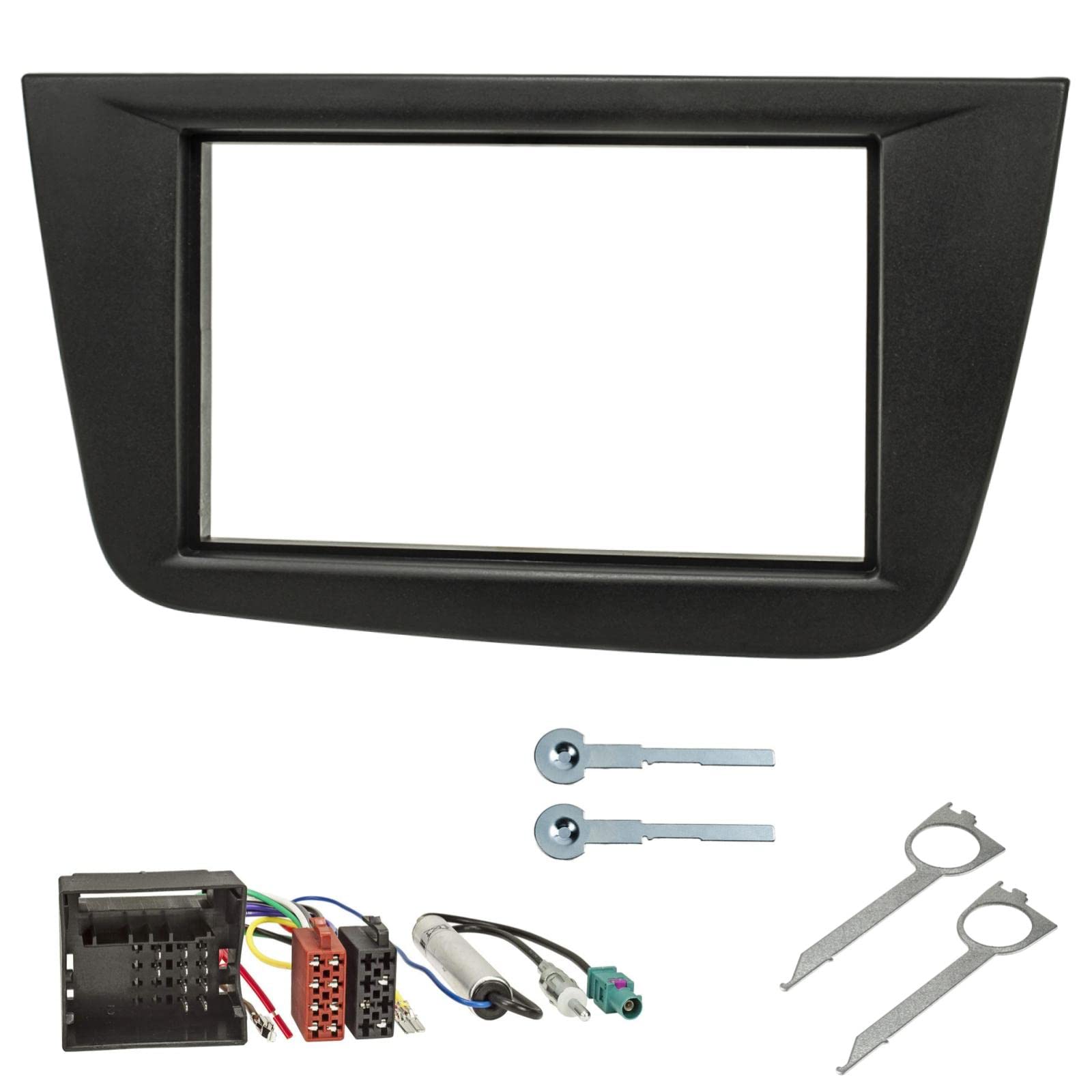 Sound-way Double Din car stereo Radio fascia adapter Installation Kit for Seat Altea/Altea XL/Toledo black 2 din