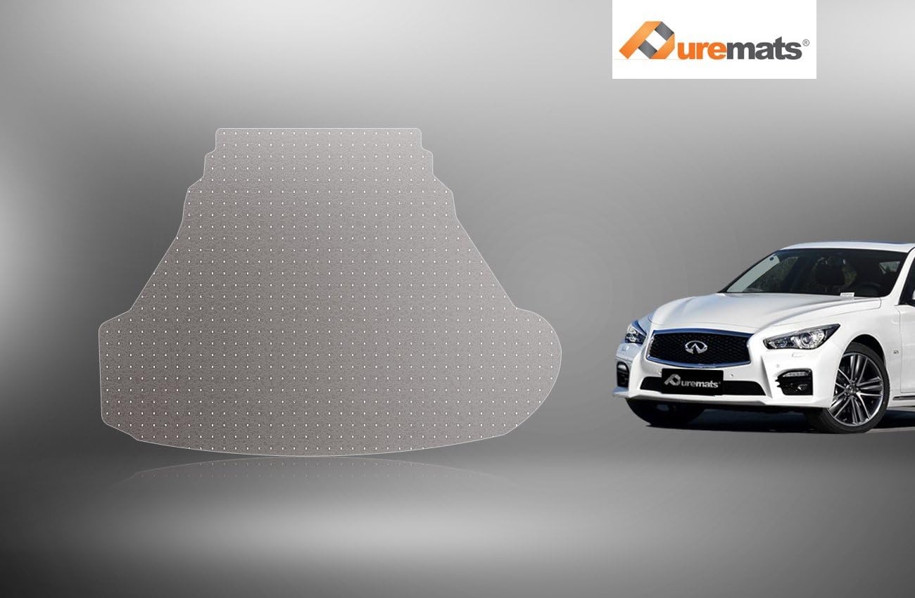 PUREMATS Cargo/Trunk Mat Accessories Compatible with Infiniti Q50 (2.0t) - All Weather - Heavy Duty - (Made in USA) - Crystal Clear - 2014, 2015, 2016, 2017, 2018, 2019, 2020