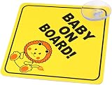 kuou 2 Pcs Baby on Board Car Sticker Sign with Suction Cups Yellow view 2