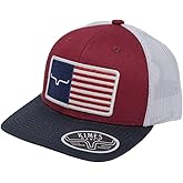 Kimes Ranch Men's American Flag Patch Mesh Back Trucker Cap Burgundy One Size