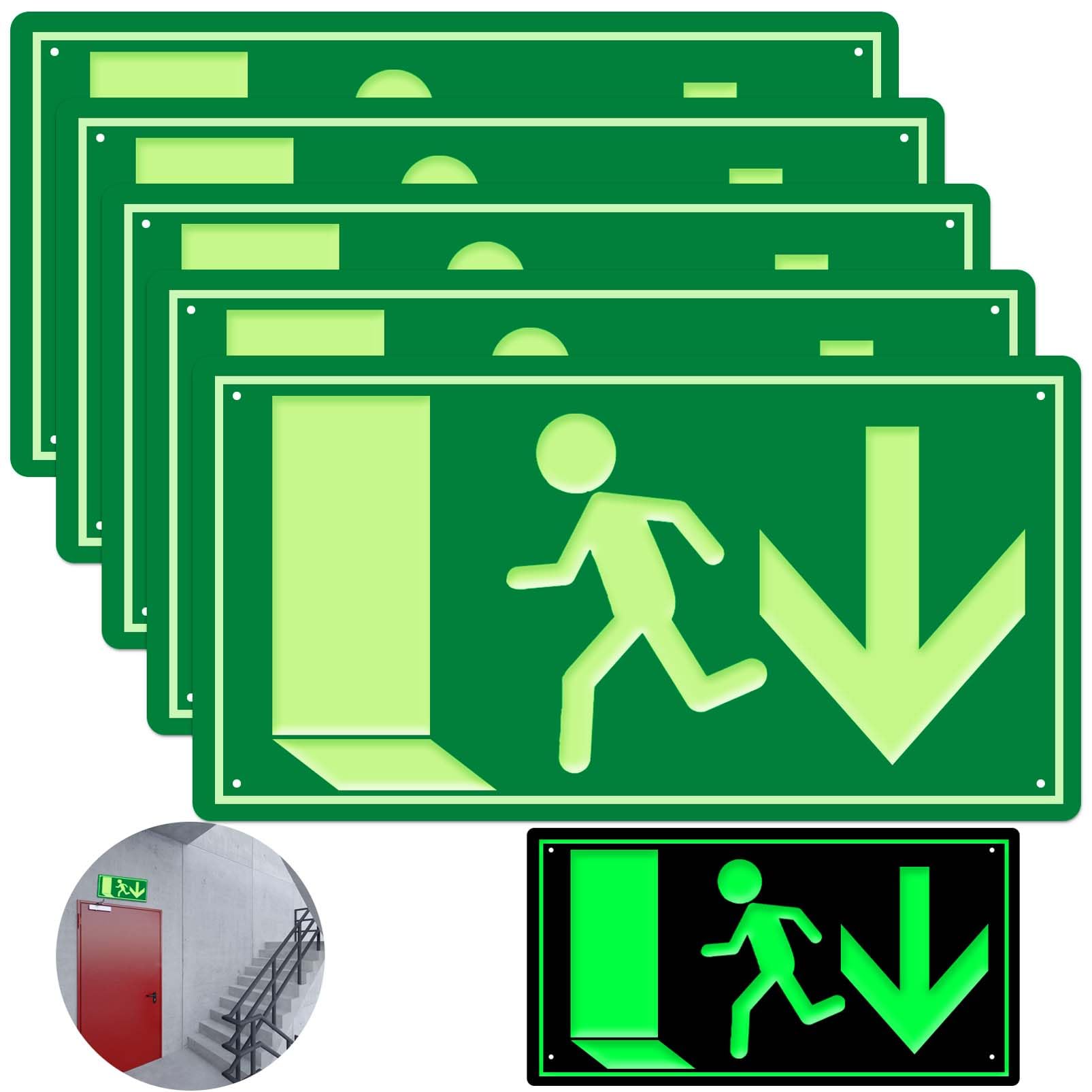 300 x 150 mm Luminous Emergency Exit Sign - 5 Pieces for Emergency Lane with Information