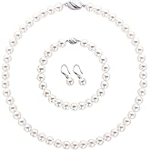 BABEYOND Pearl Necklace Earring Set - Faux Pearl Necklace for Women Costume Jewelry Bracelet Set for Brides