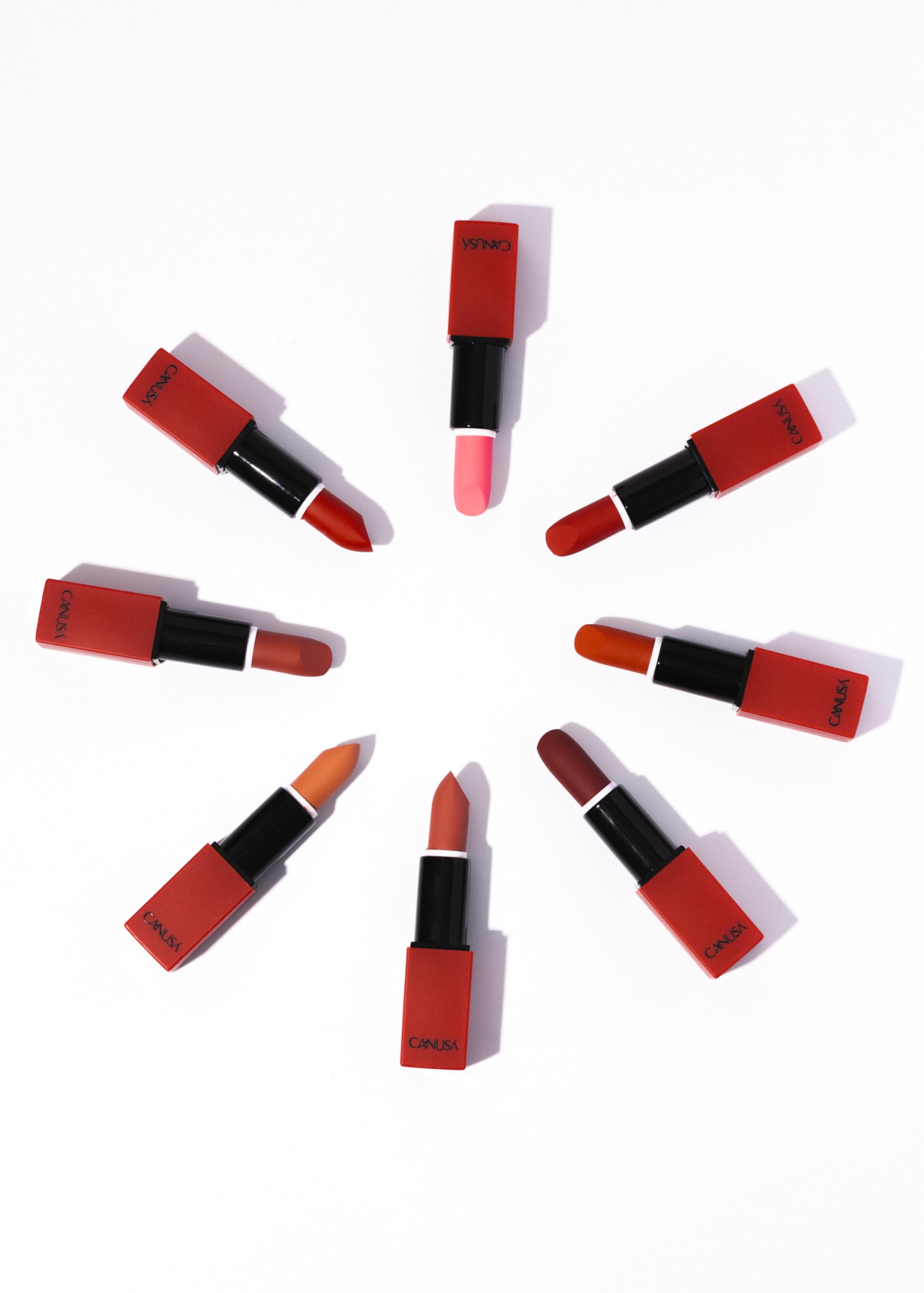 CANUSA Satin Finish Lipstick Set (8 Shades) | Ultra-Pigmented, Long-Wearing Matte & Satin Lipsticks | Vegan & Cruelty-Free | Full-Coverage Lip Makeup Kit for Women(A SET)