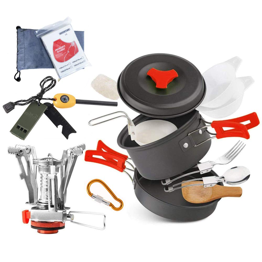 Camping Cookware Set Gear & Camping Outdoor Survival Cooking Equipment