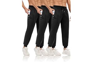 Celfaeree 3 Pack Mens Sweatpants with Zip Pockets,Joggers Pants for Men Slim Fit Workout Running Gym Athletic Pants