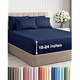 Extra Deep Queen Sheet Set - 6 Piece Breathable and Cooling Sheets - Hotel Luxury Bedding for Women, Men, Kids & Teens - Easy & Secure Fit - Soft, Wrinkle Free & Comfy - Extra Deep Pockets - Navy Blue