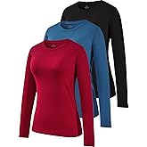 Cosy Pyro Cotton Long Sleeve T Shirt for Women Crew Neck Classic-Fit Workout Shirts Soft Solid Basic Tee