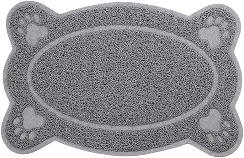 Pet Placemat PVC Wear-resistant Anti-slip Tablemat Pet Food Pad Puppy Feeding Mat for Puppy Dog Cat 40x30cm (Grey)