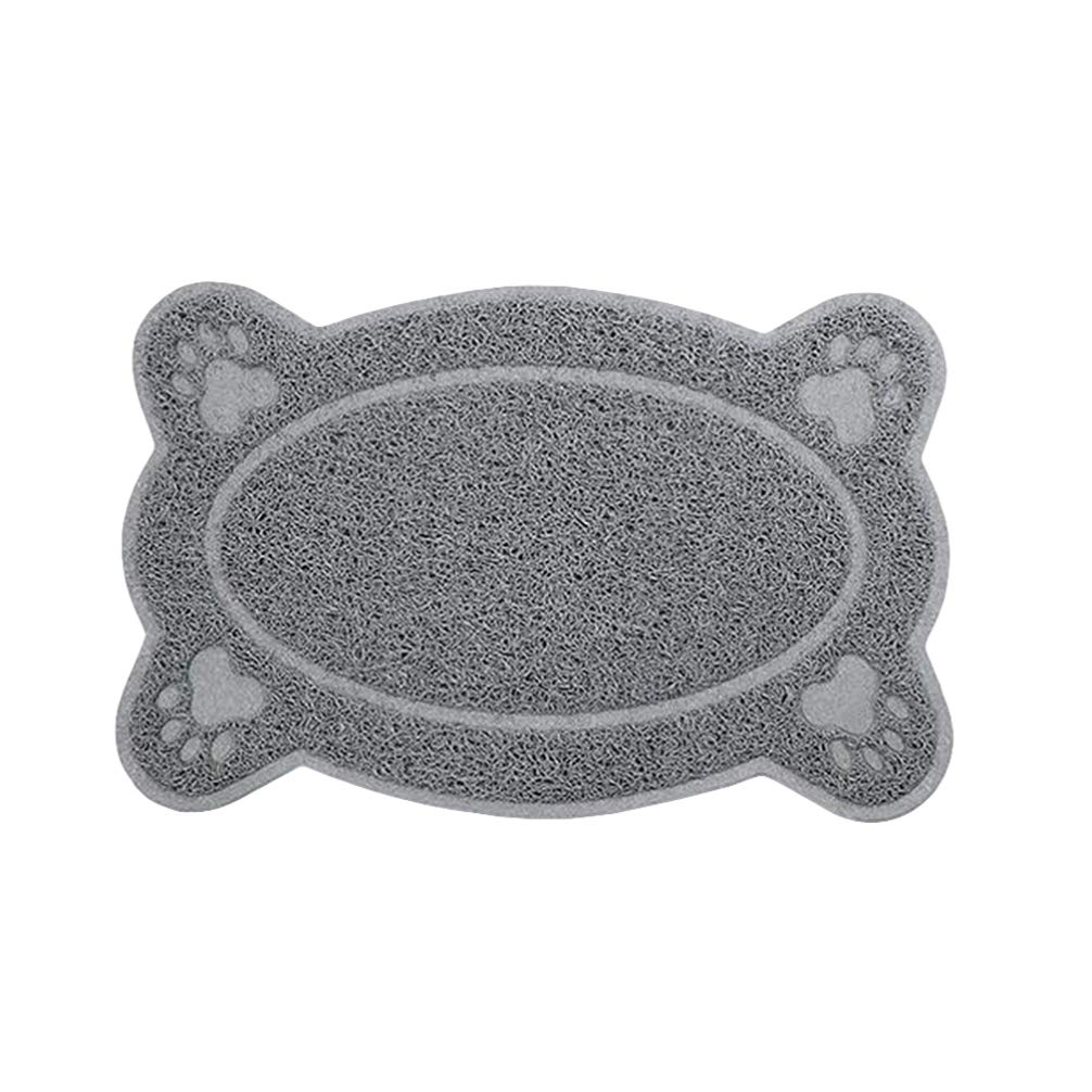 Pet Placemat PVC Wear-resistant Anti-slip Tablemat Pet Food Pad Puppy Feeding Mat for Puppy Dog Cat 40x30cm (Grey)
