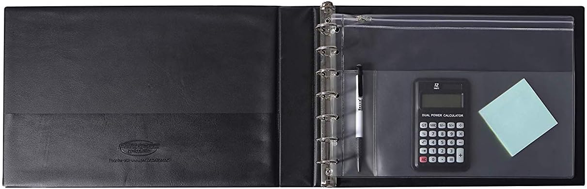 7 Ring Business Check Book Binder, 600 Checks Capacity for 9" x 13" Sheets, PU Leather Checkbook Holder with Zip Pouch : Office Products