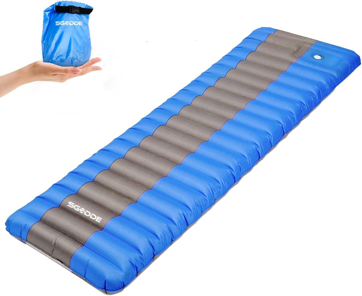 SGODDE Inflatable Sleeping Pad, Ultralight Waterproof Backpacking Air Pad, Compact and Comfortable,Great for Hiking,Camping,Picnic All Outdoor Adventures