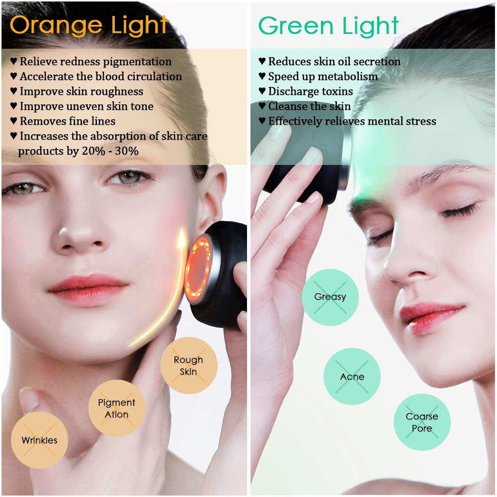 5 in 1 Facial Cleansing Brush Waterproof Rechargeable Mini Silicone Massager for Deep Face Cleansing Reducing Blackhead Acne Anti-Aging Exfoliating Phototherapy Beauty Instrument(black)