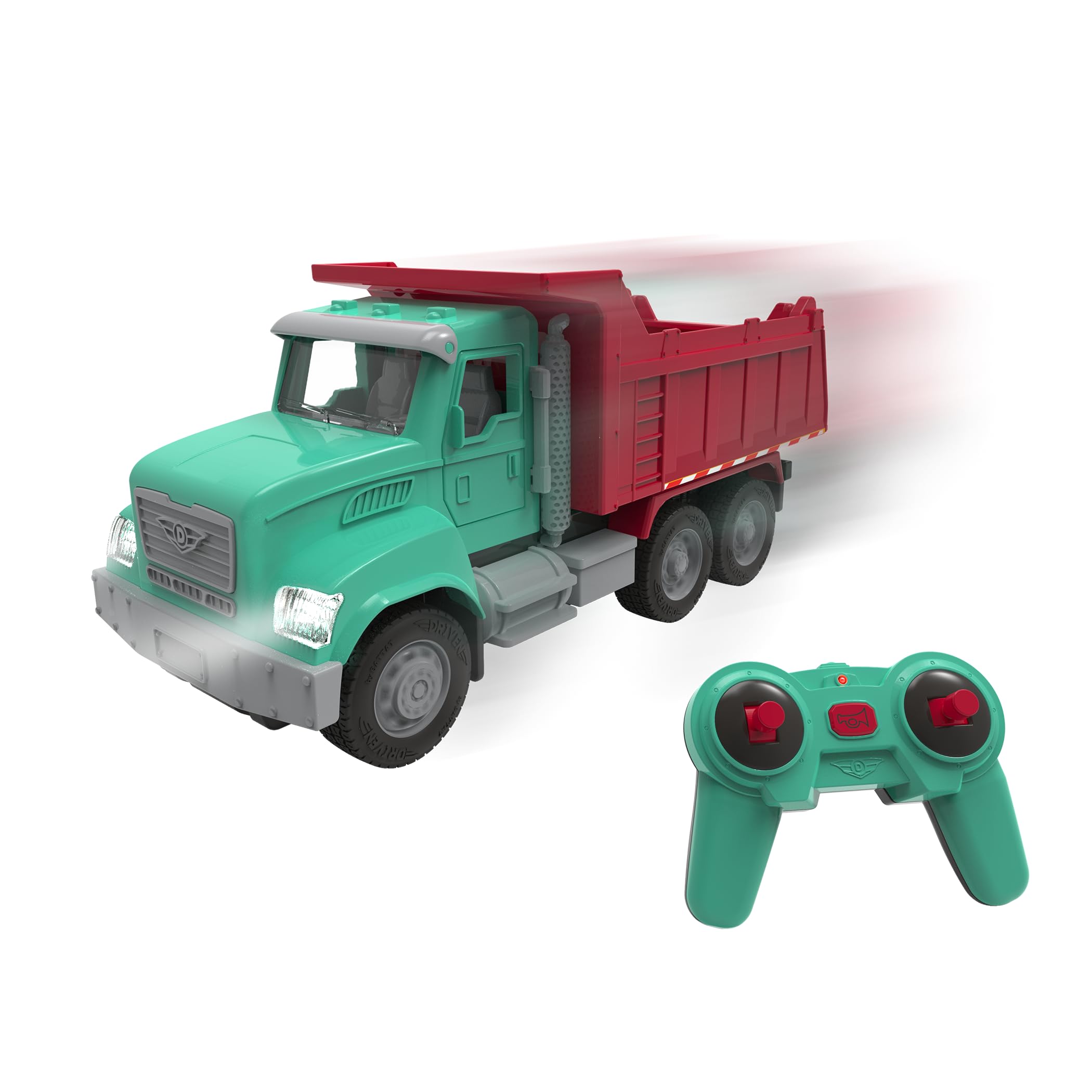Driven by Battat - 7" Remote Control Dump Truck Toy for Kids - Construction Vehicle with Tilting Bed, Lights & Sounds - Durable Build for Boys & Girls Ages 3+
