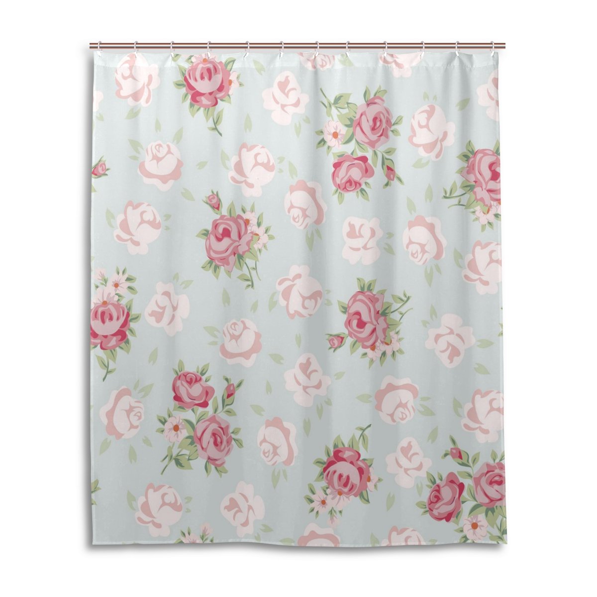 Jstel Bath Shower Curtain 60x72 Inch Vintage Elegant Floral Pink