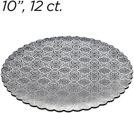 10" Silver Scalloped Edge Cake Boards, 12 ct