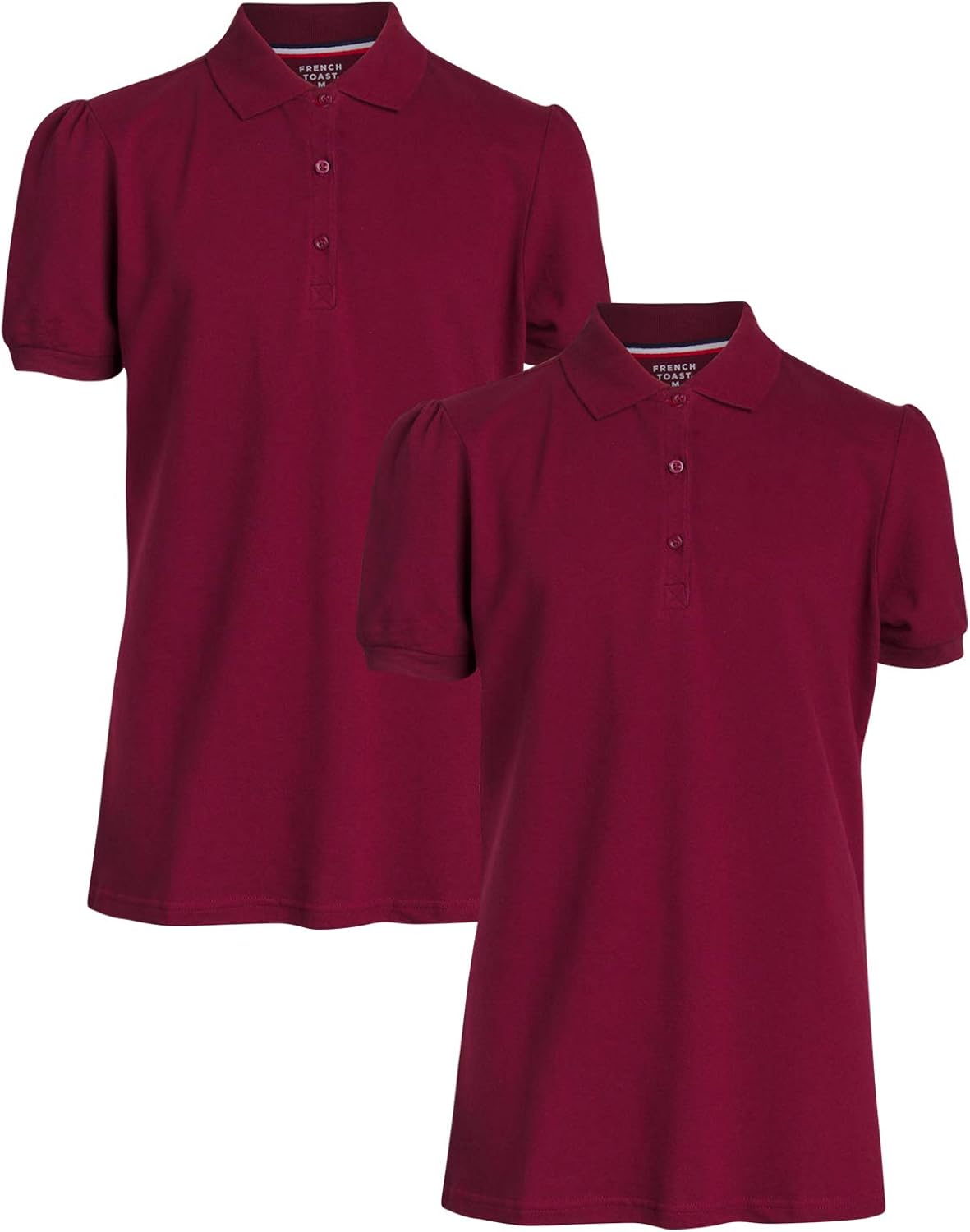 French Toast Junior Girls' Piqué Weave Short Sleeve Stretch Polo Shirts (2 Pack), Burgundy, Size Small' at  Women’s Clothing store