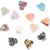 AWAYTR 12Pcs Small Hair Clips for Women Girls Acrylic Mini Claw Clips Cute Hair Jaw Claw for Hair Styling Accessories (Mixed color)