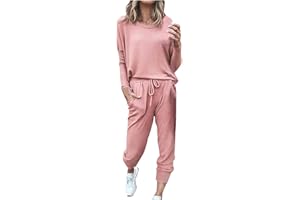 SHOPESSA Jogging Suits for Women 2 Piece Set Track Pant with Pockets Sweatshirt Pants Set Trendy Clothes