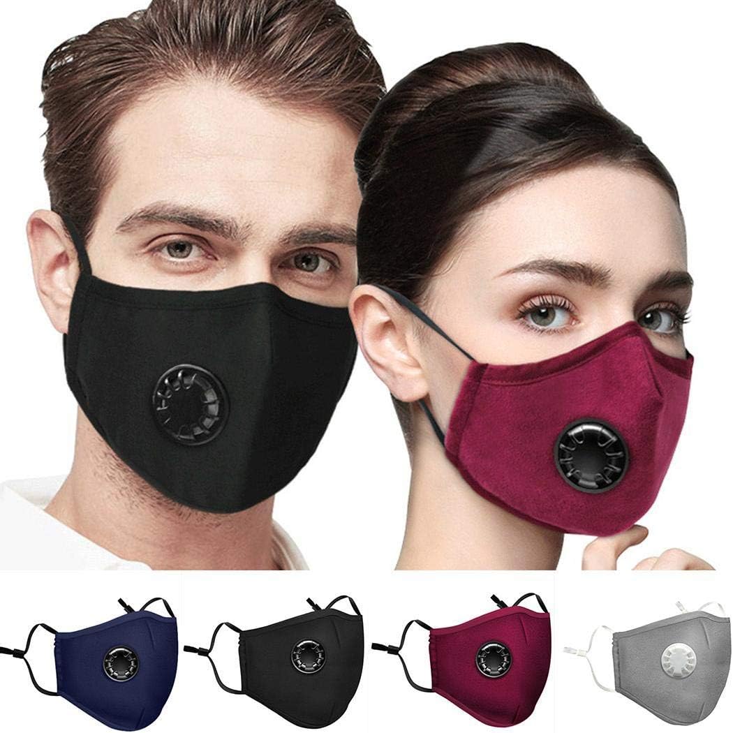Whatyiu Reusable Dustproof Mask,Dust Mask PM2.5 Windproof Foggy Haze Pollution Respirator with Valve Replaceable Filters