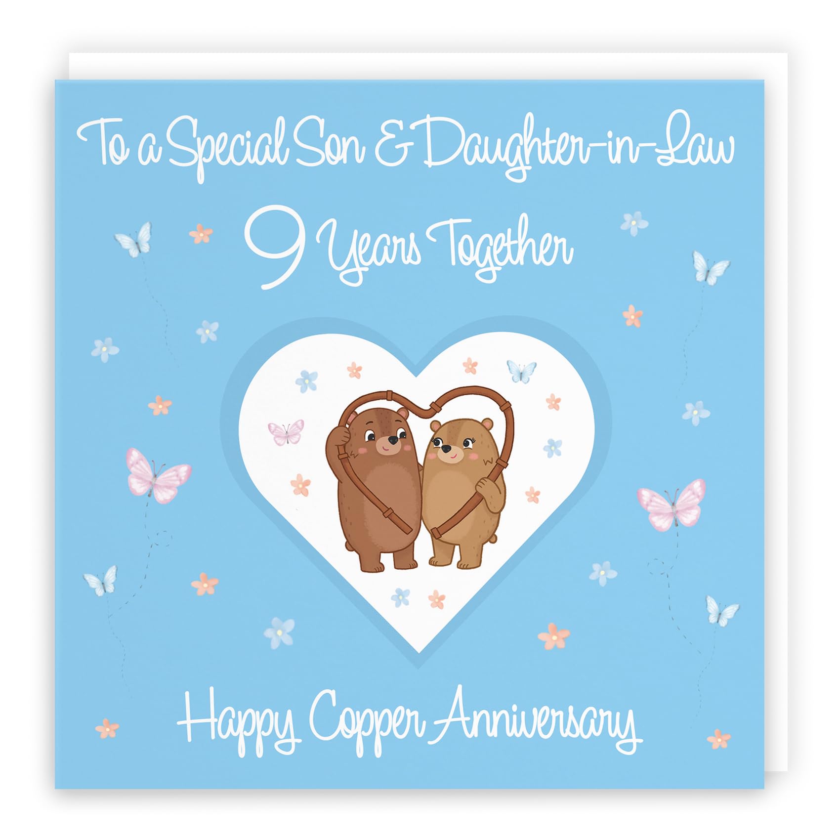 Hunts England - Son & Daughter-in-Law 9th Anniversary Card - 9 Years - Copper Anniversary - Romantic Meadows - Fun Card - Ninth Anniversary Card For Son And Daughter-in-Law — image 1