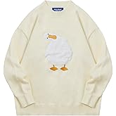Aelfric Eden Oversized Sweaters for Women Trendy Unisex Duck Graphic Knit Fall Sweater Streetwear Couple Crewneck Pullover