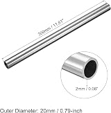 sourcing map 304 Stainless Steel Tube 20mm OD x 2mm Wall 300mm Length Metal view 2