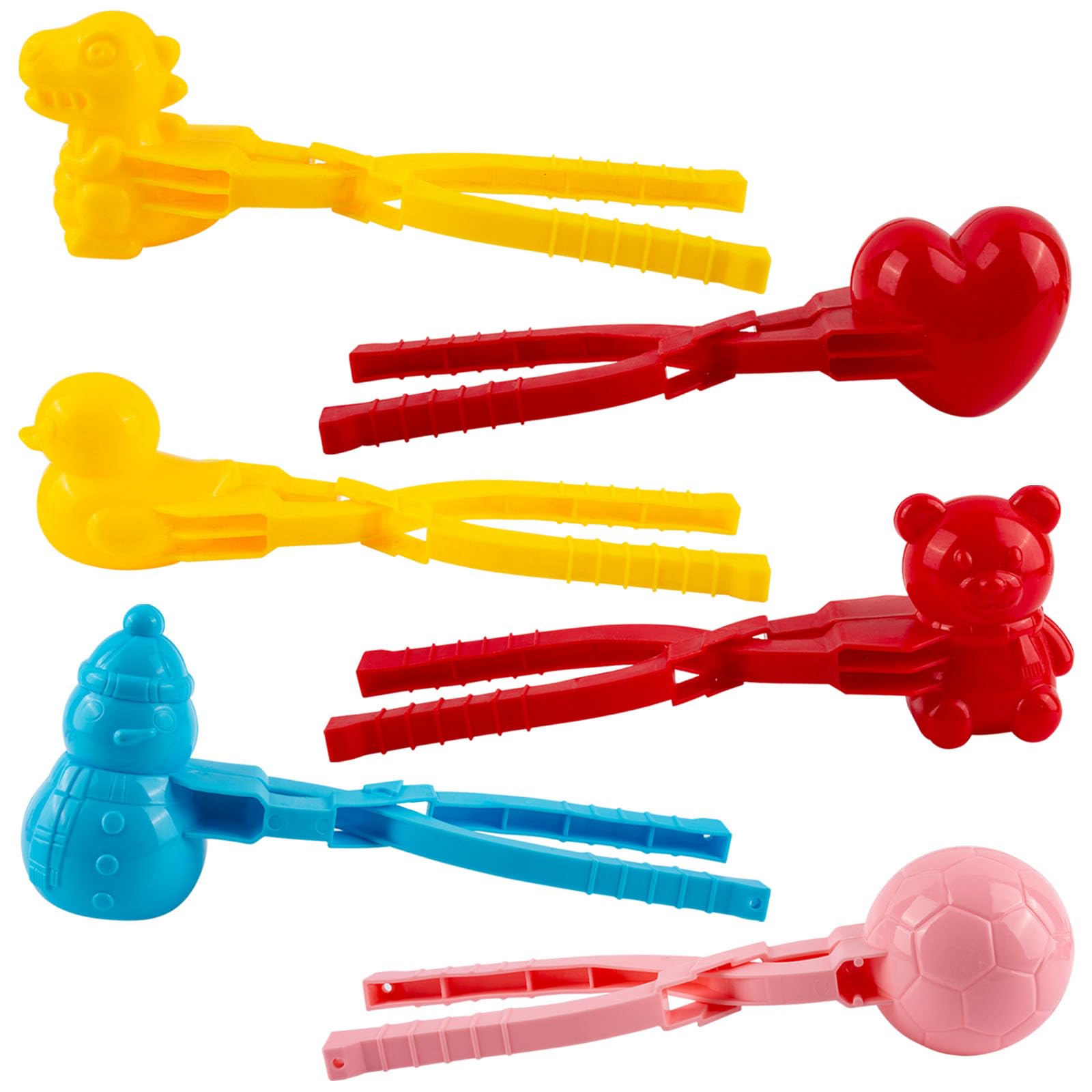 AWAVM 6 Pcs Snowball Maker Clips, Whimsical Beach Clips, Sand Clay Mold Tools, Dinosaur Shaped Snowball Maker, Reusable Suitable for Adults and Children, Love, Dinosaur, Duck, Bear, Soccer, Snowm