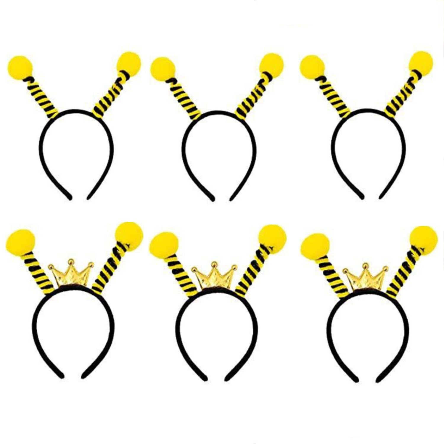 Lezevn 6Pcs Bee Antenna Headband Pom Pom Head Boppers Bee Headband Halloween Bumblebee Cosplay Accessories