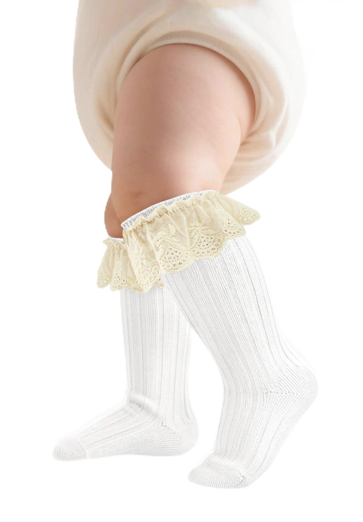 Photo 1 of *Minor Damage - USED*
Zando Toddler Knee High Socks Baby Stockings Baby Thigh High Long Tube Leg Warm Stocking White Stockings for Girls with Cute Ruffles Toddler Girl Socks 2T-3T White