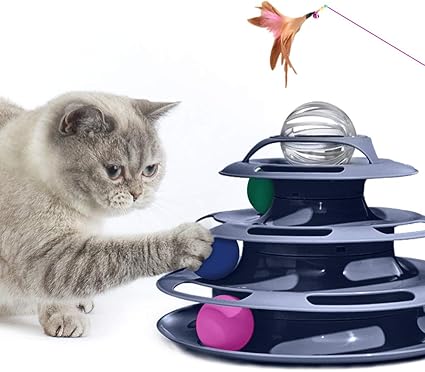 Amazon Fracarkos 猫 おもちゃ 遊ぶ盤 猫タワー ボール ぐるぐるタワー 4層回転タワー ボール回転盤 猫じゃらしが付き ストレス発散 留守番対応 トラックボール 人気 知育玩具 猫ちゃん大興奮 ペット遊び道具 遊び好き天性満足 運動不足解消 パープル Fracarkos